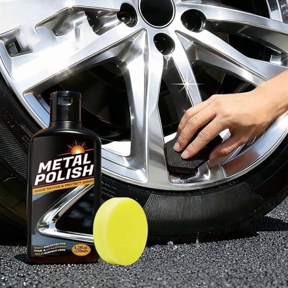 Multi-Purpose Metal Polishing Paste Kit For Household And Automotive Use, Oxidation And Rust Remover With Restorer Cream, Complete Set With Sponge Wipe For Bright Shine
