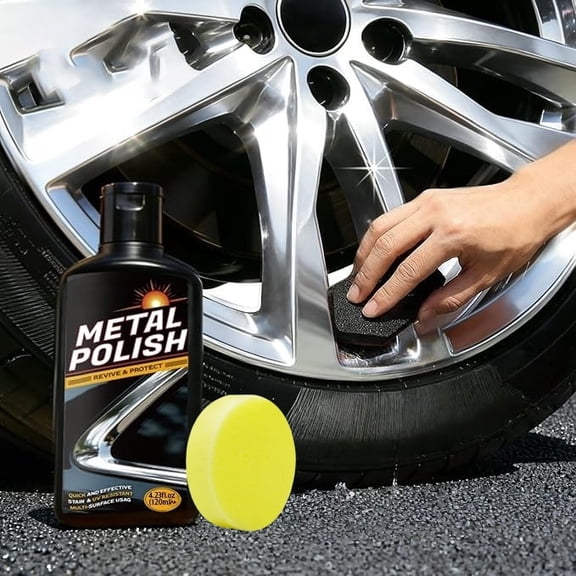 Multi-Purpose Metal Polishing Paste Kit with Sponge for Household and Automotive Stainless Steel, Chrome, Copper, Aluminum Cleaner and Restorer