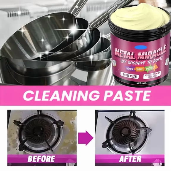 Multi-Purpose Metal Rust & Stain Remover Cleaning Paste,Stainless Steel Rust Remover, Stainless Steel Cleaning Paste,Cleaner Balm with Durable Style, Accessory for Restaurant Home