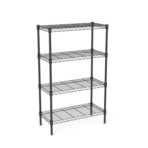 Multi-Purpose Metal Storage Rack, 4-Tier Adjustable Heavy-Duty Wire Shelving Unit Rust-Resistant Organizer for Kitchen, Garage, Bathroom and Pantry