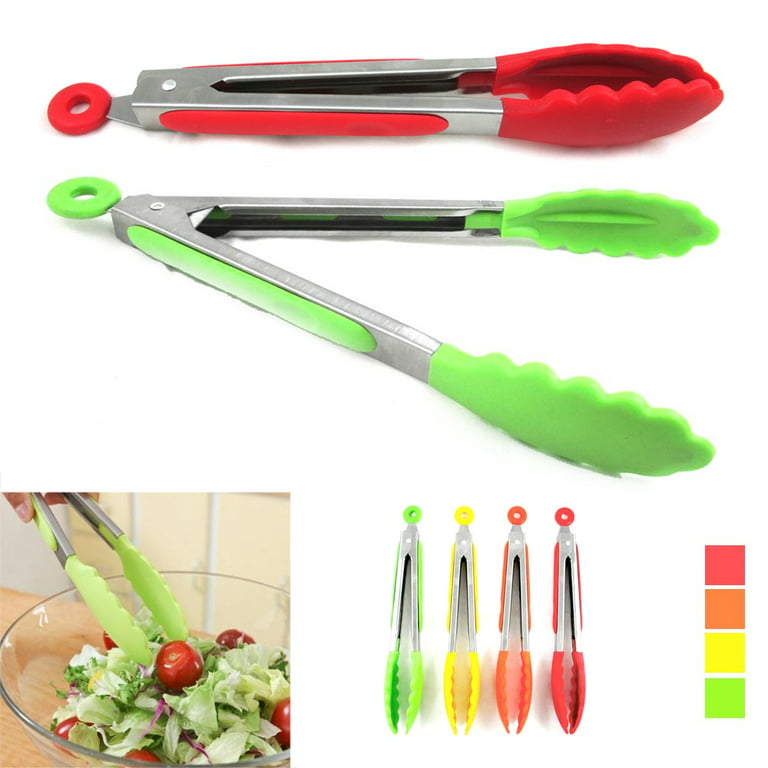 Multi Purpose Metal Tongs Kitchen Grill BBQ Salad Cooking Serving Bread 10  NEW