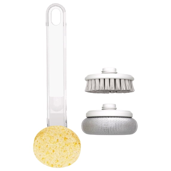 Multi-Purpose Non-Stick Pan Scrubber With 2 Replacement Heads: Kitchen Stove Degreasing And Cleaning Brush For Pots, Pans, And Cooktops