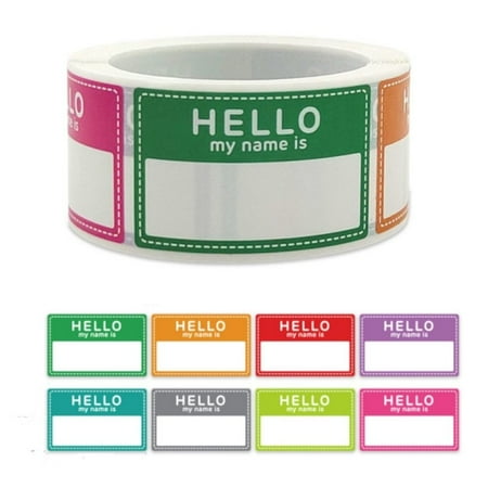 Multi Purpose Office Self-Adhesive Blank 8 Colors 200 Pcs Name Stickers Name Labels Hello My Name is Name Tag