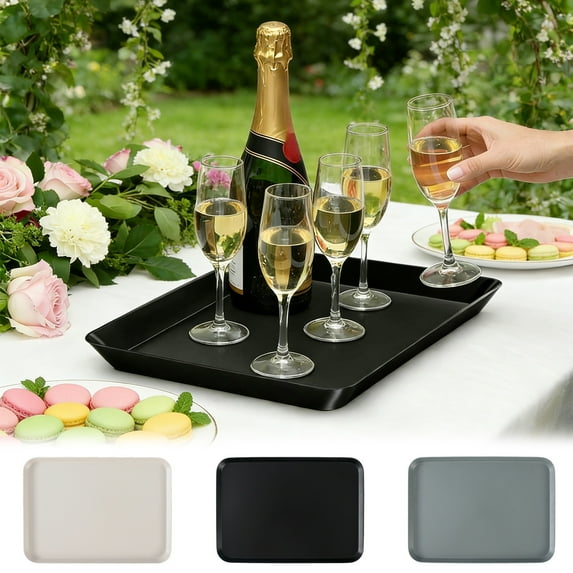 Multi-Purpose Party Serving Tray - Durable Food Platter for Barbecue, Cake, Snacks, Appetizers, Stylish Serving Tray for Home Gatherings, Holiday Entertaining & Outdoor Picnics, 14*10in, Gray