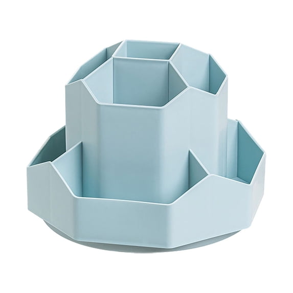 Multi-Purpose Pencil Case Rotating Storage Rack Blue Organizers and Storage, Office Supplies for Desk 9 Slots 360 Rotating Desk Organizers Desktop Storage, 1X Pen Holder, by Meiiso