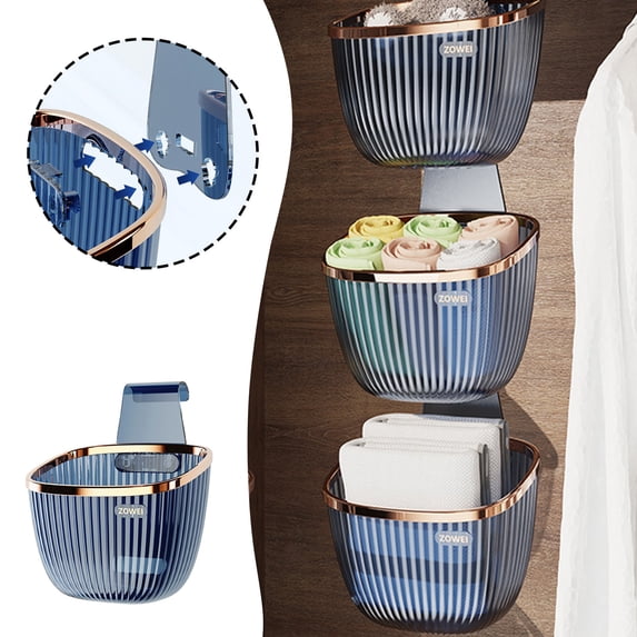 Multi-Purpose Plastic Shower Basket for Kitchen and Bathroom Storage with Hooks, Easy Installation for Organizing Household Essentials