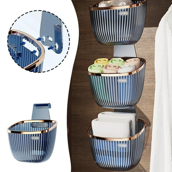 Multi-Purpose Plastic Shower Caddy with Hooks - Bathroom Cosmetics Organizer, Kitchen Storage Basket for Vegetables Kitchen Items, Wall-Mounted Hanging Storage Rack for Home