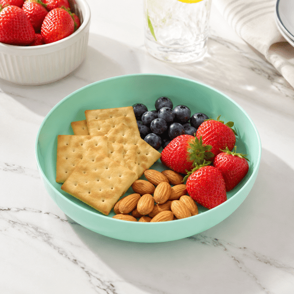 Multi-Purpose Plastic Snack Serving Plate, Square Fruit Nut Tray, Lightweight Food Dish for Candy Dining Table Organizer Green