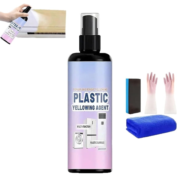 Multi Purpose Plastic Yellowing Remover Spray, Powerful Plastic Yellowing Remover, Fast-Acting Formula, No scrubbing, no replacing – just spray, wait, and restore(1PC)