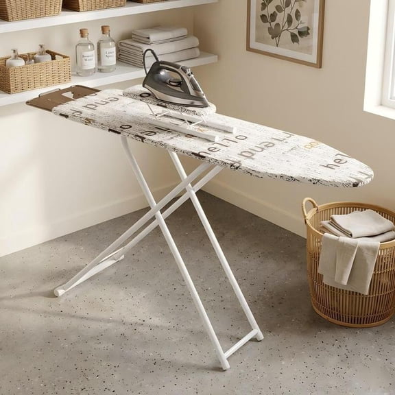 Multi-Purpose Portable Ironing Table, Heavy Duty Non-Slip Feet, Collapsible with Wall Hook, Also Use as Laptop Desk or Snack Table - White