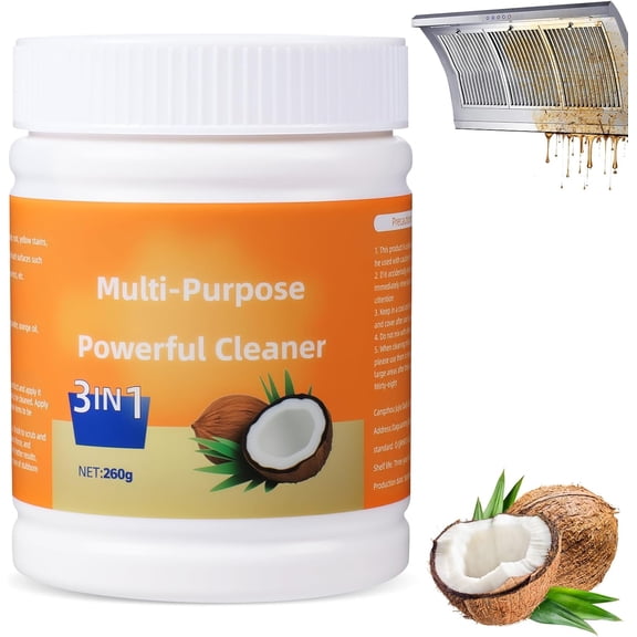 Multi-Purpose Powerful Cleaner for Kitchen, Heavy Kitchen Duty Degreaser, 3 In 1 Stainless Coconut Oil Cleaning Paste, All-Purpose Cleaner Removes Stains on Microwave,Oven & Stove Top