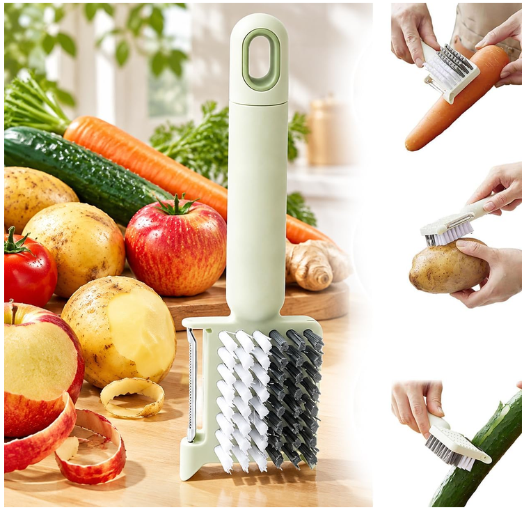 Multi Purpose Produce Cleaning Brush 2 in 1 Vegetable Scrubber Built in ...