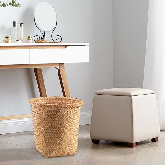 Multi-Purpose Round Seaweed Storage Basket, Indoor Straw Woven Container for Clothing, Toys, Household Organization, Home Decoration and Functional Storage Solution