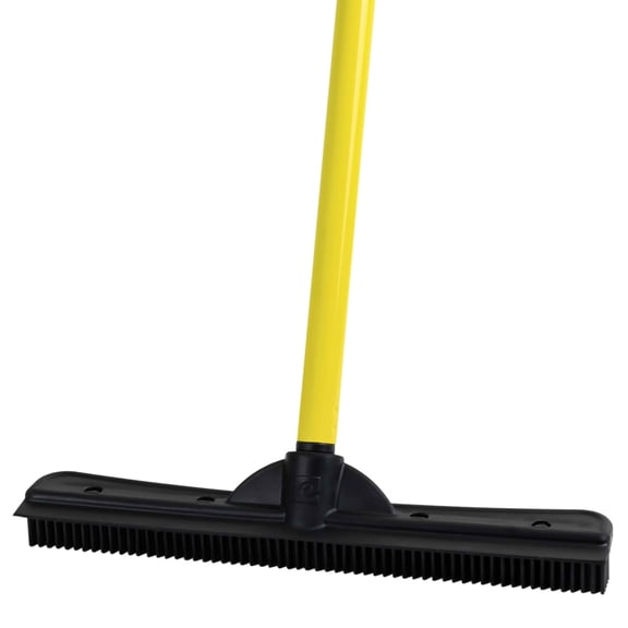 Multi-Purpose Rubber Hair Removal Broom, 58" Extendable Telescopic Handle Anti-Static Floor Sweeper for Bathroom Water Stains & Household Debris