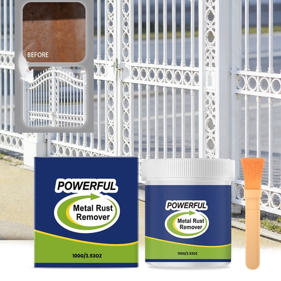 Multi Purpose Rust Remover And Metal Polish Liquid, Daily Cleaning Care Solution For Rusted Surfaces Household Tools Outdoor Furniture And Metal Restoration With Brush 100ML