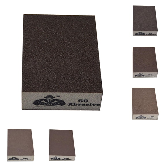 Multi Purpose Sanding Sponge Block for Rust Removal, 3 Pack Grit Sponge Sandpaper, Hand Sanding for Wood Metal Furniture, Reusable Abrasive Sponge, Set of 6