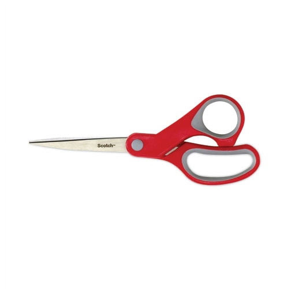 Scotch "Multi-Purpose Scissors, 8"" Long, 3.38"" Cut Length, Gray/red Straight Handle | Bundle of 10 Each" — Residential Use, Standard Application