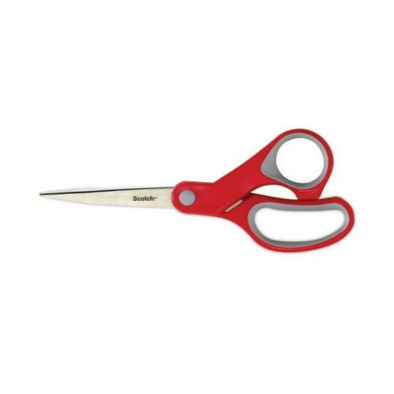 "Multi-Purpose Scissors, 8"" Long, 3.38"" Cut Length, Gray/red Straight Handle | Bundle of 10 Each"