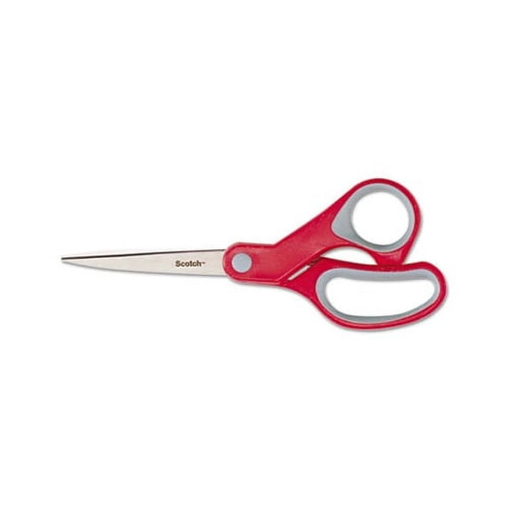 Multi-Purpose Scissors 8" Long, 3.38" Cut Length, Gray/Red Straight Handle