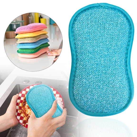 Multi-Purpose Scrub Sponges for Kitchen, Non-Scratch Microfiber Sponge with Heavy Duty Scouring Power, Effortless Cleaning of Dishes, Pots and Pans, 1 Pcs, 6.3x3.94x0.78"
