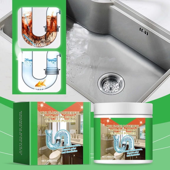 Multi-Purpose Sewer & Drain Clog Dissolver Powder – Works In Toilets, Kitchen Sinks, And Showers To Break Down Hair, Grease, Paper, And Organic Waste, Deodorizes Pipes
