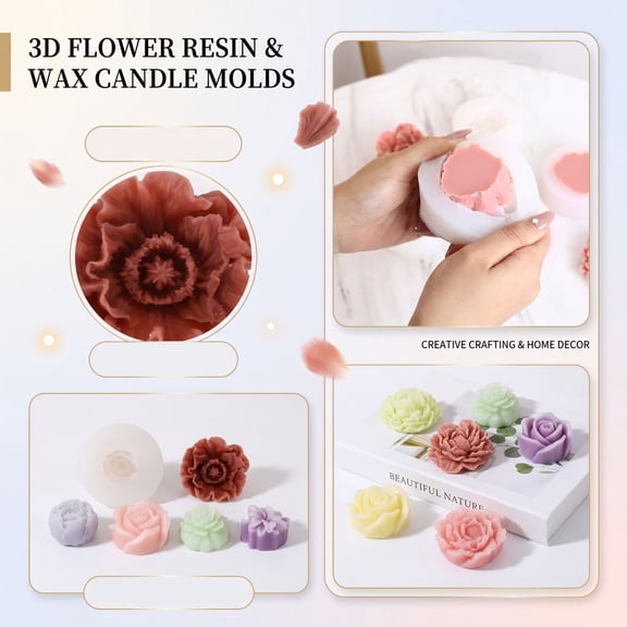 Multi-Purpose Silicone Craft Mold, Flower Silicone Mold, Silicone for Mold Making, Silicone Rubber Mold Making, Poppy Flower Shape for Diy Scented Candles, Plaster Displays and
