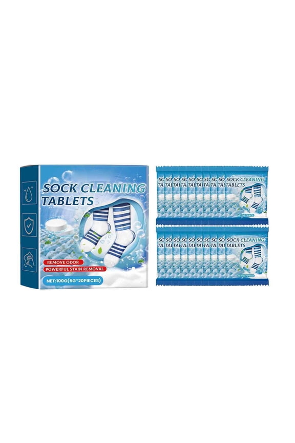 Multi-Purpose Sock Cleaning Tablets - Powerful Stain & Odor Remover for Stubborn Dirt on Socks, Laundry Accessory to Keep Socks Fresh & Clean, Suitable for Daily Use & Heavy-Duty Cleaning, 1pc