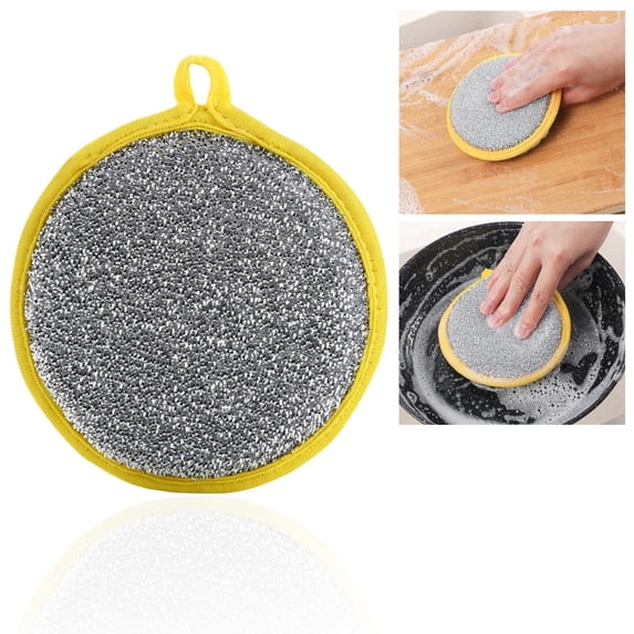 Multi-Purpose Sponges Kitchen,Non-Scratch Microfiber sponges for Cleaning,Along with Heavy Duty Scrubbing Power - Reusable Dish Sponge for Dishes,Pots and Pans(1PCS,Yellow 11*1.5cm)