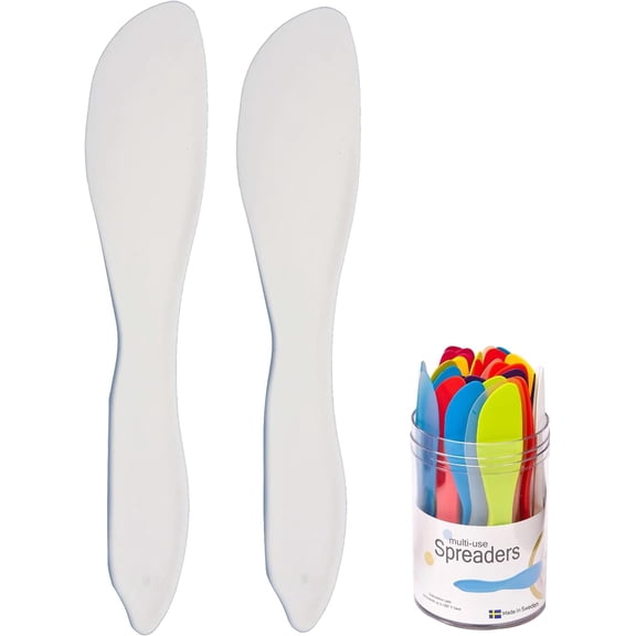 Multi Purpose Spreaders | Versatile Butter Knife for Soft Cheese or Frosting | Safe for Kids | BPA-Free and Dishwasher-Safe | Set of 2 Spreaders Each | Made in Sweden | White