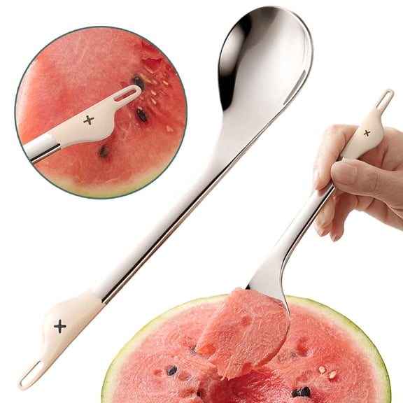 Multi Purpose Stainless Watermelon Spoon, Coffee Spoons, Teaspoons, 8inch Long Handle Spoons Set, Stainless Steel Small Serving Spoons for Dessert
