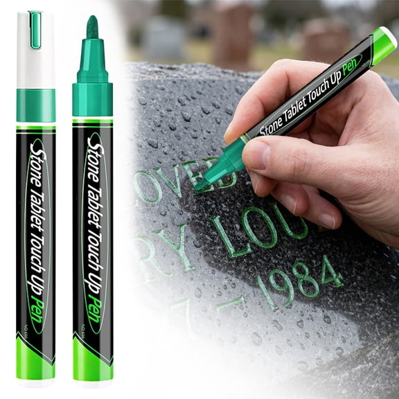 Multi Purpose Stone Refinishing Pen,High Capacity Metal Marker Waterproof Heat Resistant for Surface Restoration Letter Repair,1PC,Green