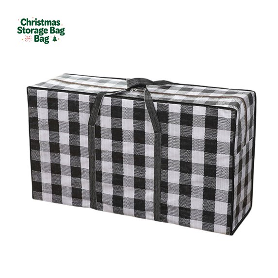 Multi‑Purpose Storage Bag for Wreath Garland, Plastic, Waterproof Moving Organizer with Durable Handles and Zipper, Storage Container for Christmas Tree Decorations or Clothing, 35x12x20inch, Black