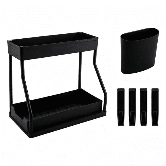 Multi-Purpose Storage Organizer Rack, No-Assembly Mobile Shelving Unit for Kitchen and Pantry Organization, Space-Saving Slim Design, Onyx Black