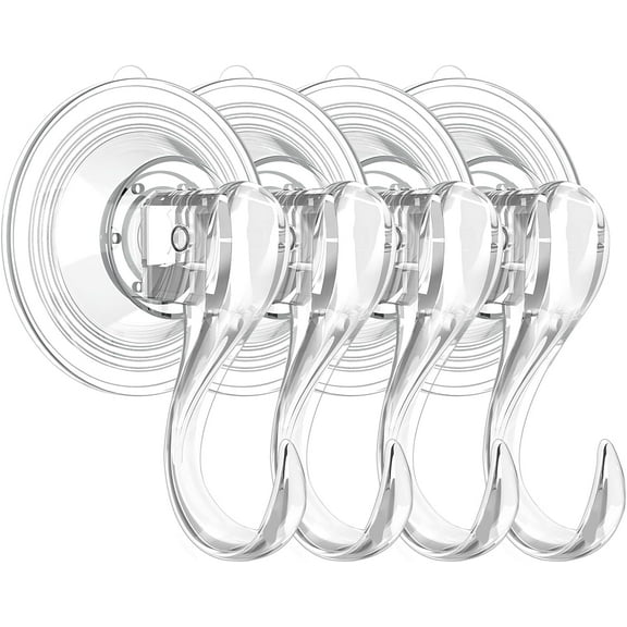 Multi-Purpose Suction Cup Hooks, Strong Reusable Vacuum Heavy Duty 6.6LBS Suction Hooks for Bathroom Window Glass Kitchen, Hangers for Towel Loofah Utensils Christmas Wreath (4 Packs)