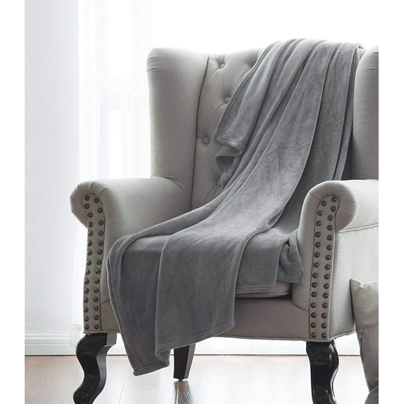 Multi-Purpose Super Soft Small Plush Solid Lightweight Throw Blanket 50" x 60" - Silver