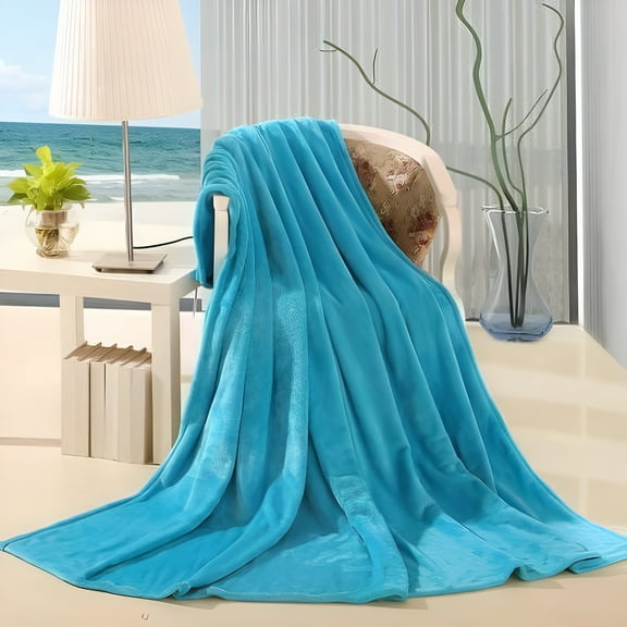 Multi-Purpose Super Soft Small Plush Solid Lightweight Throw Blanket 50" x 60" - Turquoise