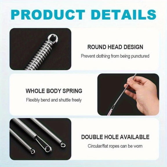 Flexible Needle Threader Tool, Drawstring Threader & Loop Turner Sewing Tool for DIY Sewing, Waistbands & Fabric Channels