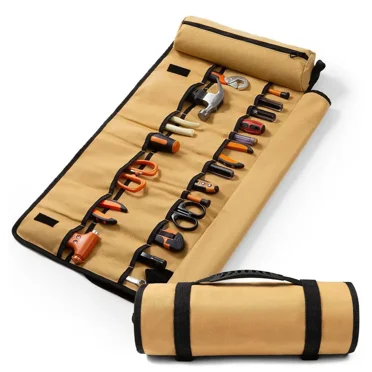 Multi-Purpose Tool Bag High Quality Professional Multi Pocket Hardware Tools Pouch Roll UP Portable Small Tools Organizer Bag (Brown BAG)