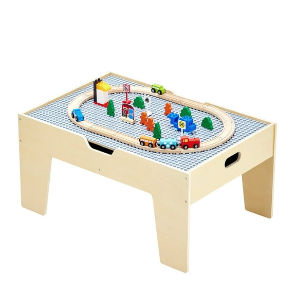 Multi-Purpose Train Table Activity Play w/290 Building Bricks&30 PCS Accessories