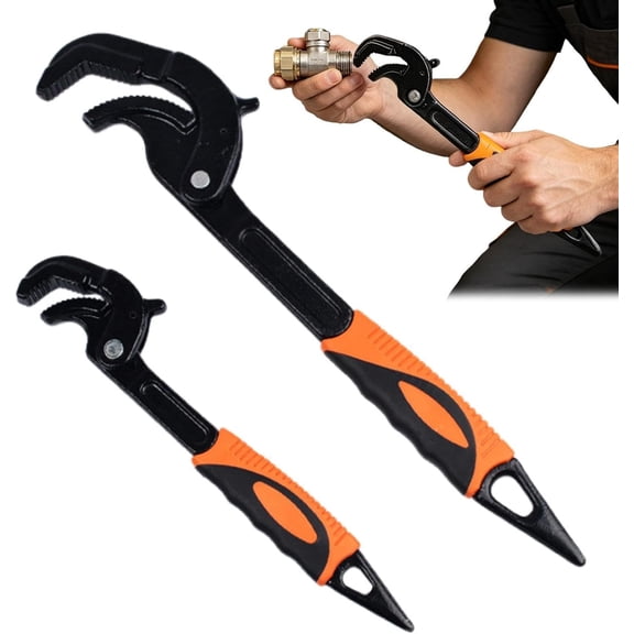 Multi Purpose Universal Wrench Set 2 Piece  Auto Lock Pipe Spanner, Open End Grip Tool | Quick Clamp Torque Wrench Kit for Automotive Repair Home Maintenance Plumbing Use