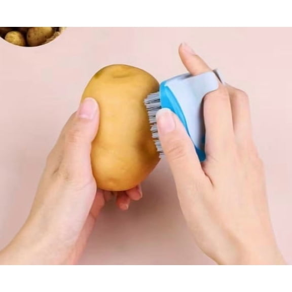 Multi-Purpose Vegetable Brush Set  Ergonomic Produce Scrubber with Silicone Edges for Fruits and Vegetables, Non-Electric Kitchen Cleaner for Potatoes, Apples, and Delicate Produce