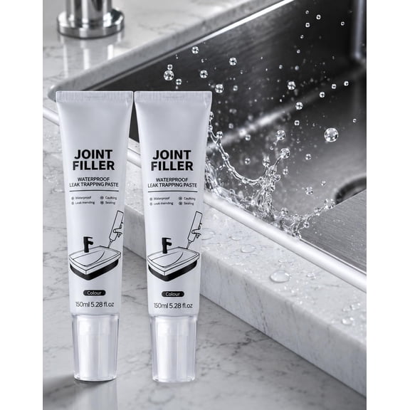 Multi-Purpose Waterproof Joint Filler, 150ml Super Gap Filler Paste| Filler Caulk Sealant with Masking Tape & Scraper, Tile Grout Repair for Kitchen Sink, Bathroom, Toilet Base, Windows(2pcs)