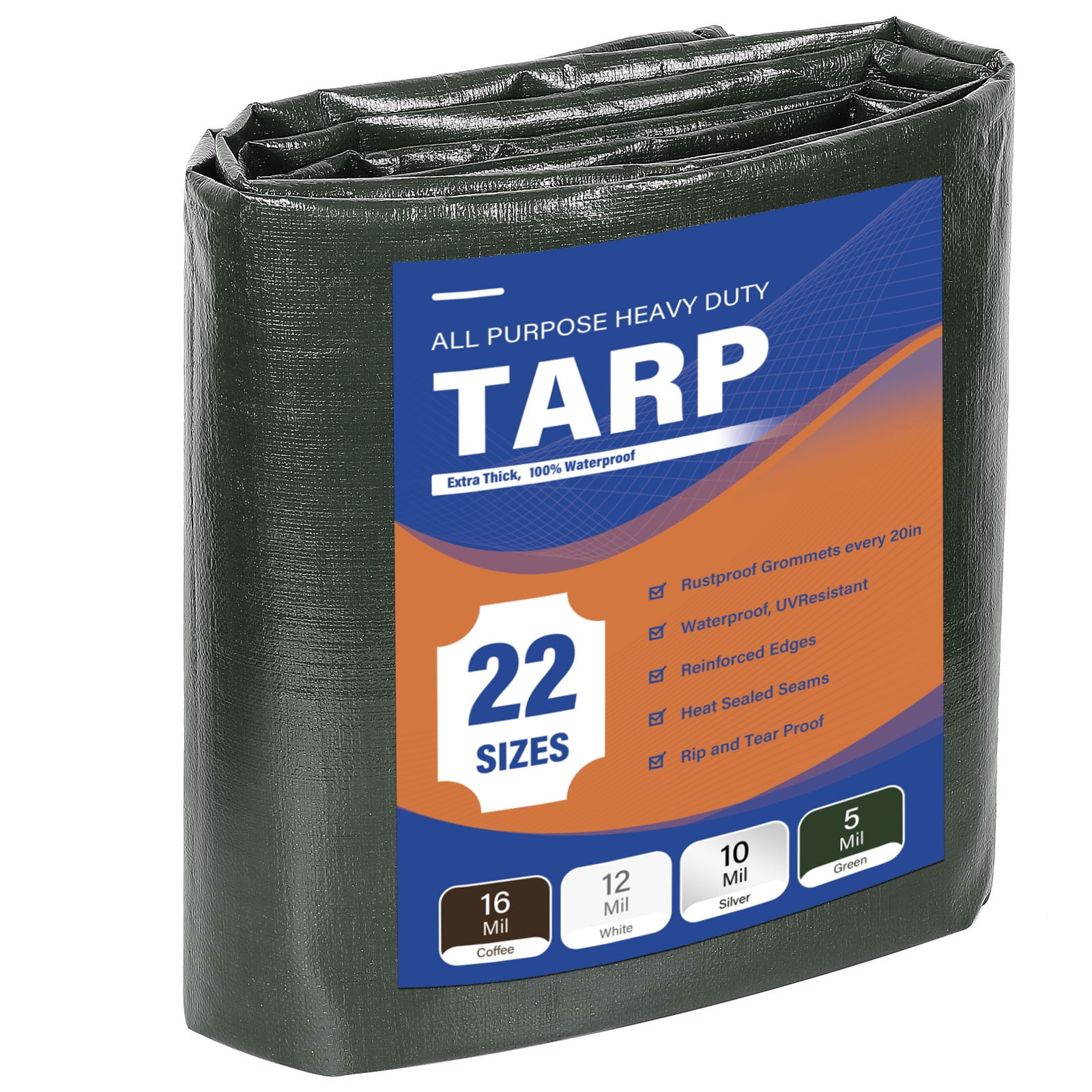 Multi Purpose Waterproof Tarp 20' x 30' Heavy Duty Green UV Resistant ...