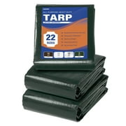 Multi Purpose Waterproof Tarp 6' x 10' Heavy Duty Green UV Resistant Rip and Tear Proof Tarpaulin