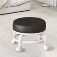 thumbnail image 1 of Multi-Purpose Wheeled Stool - Adjustable Seat, Mobile Footrest, 25x25x22cm PU Sponge Top, for Sewing Shoe Changing, Compact Rolling Ottoman, Black, 1 of 6