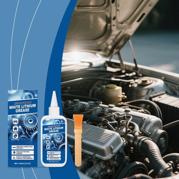 Multi-Purpose White Lithium Grease, Heavy Duty Metal Lubricant and Rust Inhibitor for Car Door Hinges and Gears, Automotive Maintenance and Deep Cleaning Protection, 100ml