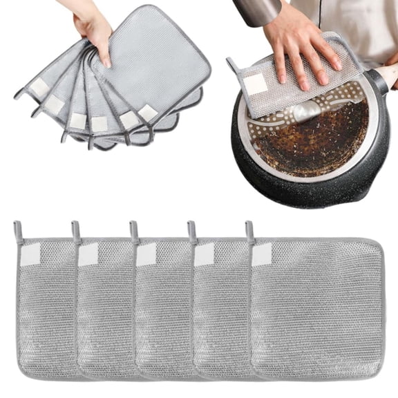Multi-Purpose Wire Dishwasher Cloths (2025), Improved Edition, 3 Heavyweight Cloths, Reusable, Line Dryable, Premium Metal Scourer, and Cleaning Sponge Included
