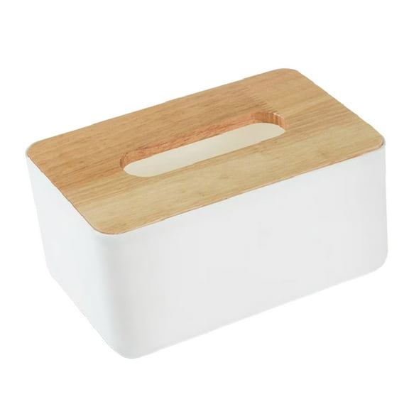 Multi-Purpose Wooden Tissue Box Cover, Tabletop Remote Control Caddy, Paper Napkin Storage Organizer, 6.29X4.72X3.54 Inch Home Decor Box For Living Room Table Paper,White