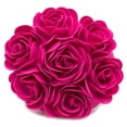 thumbnail image 1 of Multi Rose Motifs Felt 15-inch Round Decorative Throw Pillow (Fuchsia, Case + Insert), 1 of 7