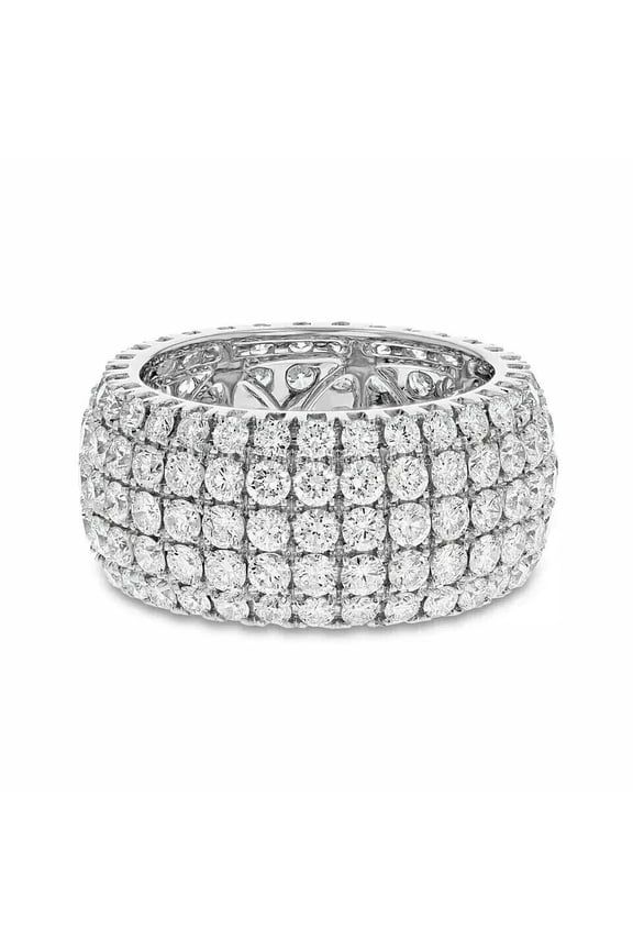 Multi Row Diamond Ring, Pave Set Diamond Wedding Band, Full Eternity Diamond Ring, Wide Shank Unisex Diamond Ring, 925 Sterling Silver, 2.5 Ct Simulated Diamond, Birthday Gift Ring